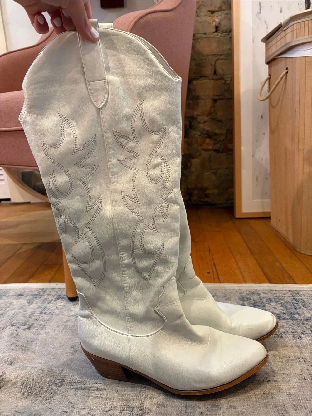 White Cowboy Boots knee high